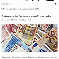 Fuses e aquisies aumentam 40,72% em valor